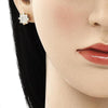 Arete Dormilona 02.344.0079 Oro Laminado, con Micro Pave Blanca, Pulido, Dorado