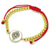 Pulsera Bolo Ajustable 03.368.0047.10 Oro Laminado, Diseño de Ojo Griego y Bola, Diseño de Ojo Griego, con Micro Pave Zafiro Azul y Blanca, Esmaltado Blanco, Dorado