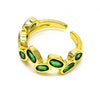 Anillo Multi Piedra 01.102.0010 Oro Laminado, con Zirconia Cubica Verde, Pulido, Dorado