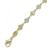 Pulsera Elegante 03.326.0024.07 Oro Laminado, Diseño de Corazon, Diamantado, Dorado