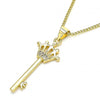 Collares con Dije 04.344.0015.20 Oro Laminado, Diseño de Llave y Corona, Diseño de Llave, con Micro Pave Blanca, Pulido, Dorado
