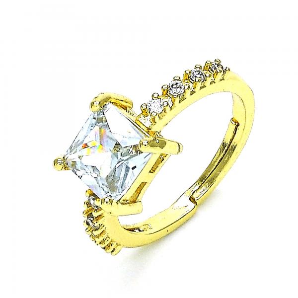 Anillo Multi Piedra 01.284.0056.1 Oro Laminado, con Zirconia Cubica Blanca y Micro PaveBlanca, Pulido, Dorado