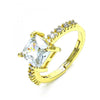Anillo Multi Piedra 01.284.0056.1 Oro Laminado, con Zirconia Cubica Blanca y Micro PaveBlanca, Pulido, Dorado