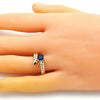 Anillo Multi Piedra 01.213.0018 Oro Laminado, con Zirconia Cubica Zafiro Azul, Pulido, Dorado