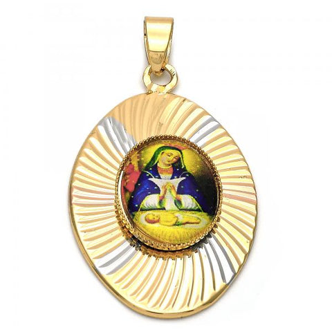 Dije Religioso 5.196.013 Oro Laminado, Diseño de Altagracia, Diamantado, Tricolor