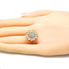 Anillo Multi Piedra 01.210.0105.07 Oro Laminado, Diseño de Flor, con Zirconia Cubica Blanca, Pulido, Dorado