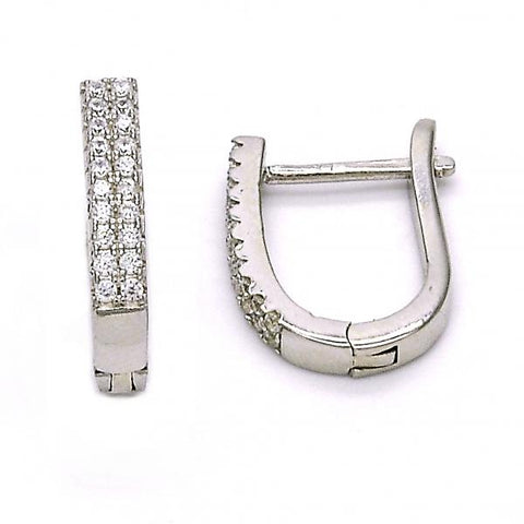 Argolla Huggie 02.286.0009.10 Plata Rodinada, con Zirconia Cubica Blanca, Pulido, Rodinado