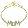Pulsera Bolo Ajustable 03.341.0127.11 Oro Laminado, Diseño de Mama, con Micro Pave Blanca, Pulido, Dorado