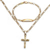 Collar y Pulso 06.63.0260 Oro Laminado, Diseño de Crucifijo, Pulido, Dorado