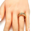Anillo Multi Piedra 01.210.0045.14.08 Oro Laminado, con Zirconia Cubica Rosado y Blanca, Pulido, Dorado