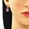 Argolla Huggie 02.210.0448.1.15 Oro Laminado, Diseño de Mariposa, con Micro Pave Rubi, Pulido, Dorado