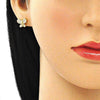 Arete Dormilona 02.210.0464 Oro Laminado, Diseño de Mariposa, con Micro Pave Blanca, Pulido, Dorado