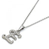 Collares con Dije 04.238.0004.1.18 Acero Inoxidable, Diseño de Iniciales y Rolo, Diseño de Iniciales, con Cristal Blanca, Pulido, Acero