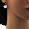 Arete Gancho Frances 02.239.0013.6 Rodio Laminado, Diseño de Corazon, con Cristales de Swarovski Rose Water Opal, Pulido, Rodinado