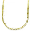 Gargantilla Básica 5.222.007.30 Oro Laminado, Diseño de Cubana, Pulido, Dorado
