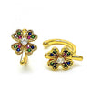 Arete Orejera 02.210.0694.1 Oro Laminado, Diseño de Trebol de Cuatro Hojas, con Micro Pave Multicolor, Pulido, Dorado