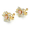 Arete Dormilona 02.217.0082.6 *PROMO* Oro Laminado, Diseño de Estrella, con Zirconia Cubica Rosado y Blanca, Pulido, Dorado
