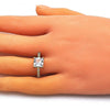 Anillo Multi Piedra 01.284.0056.1 Oro Laminado, con Zirconia Cubica Blanca y Micro PaveBlanca, Pulido, Dorado