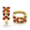 Argolla Huggie 02.316.0032.20 Oro Laminado, Diseño de Gota, con Zirconia Cubica Granate, Pulido, Dorado