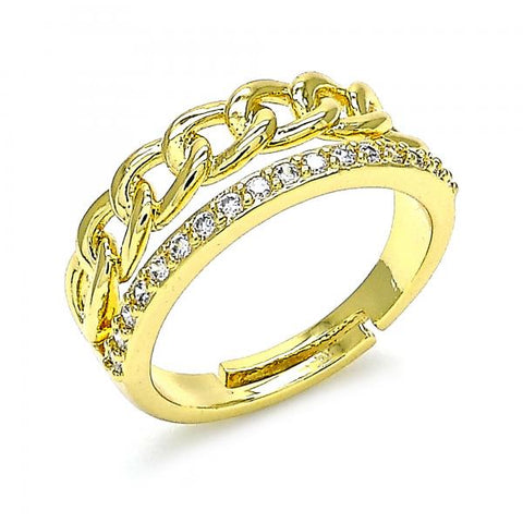 Anillo Multi Piedra 01.341.0023 Oro Laminado, con Micro Pave Blanca, Pulido, Dorado