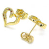 Arete Dormilona 02.156.0486.1 Oro Laminado, Diseño de Corazon, con Micro Pave Granate y Blanca, Pulido, Dorado