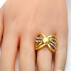 Anillo Multi Piedra 01.241.0037.10 Oro Laminado, con Cristal Blanca, Pulido, Dorado