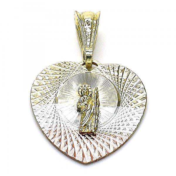 Dije Religioso 05.351.0220 Oro Laminado, Diseño de San Judas y Corazon, Diseño de San Judas, Diamantado, Tricolor