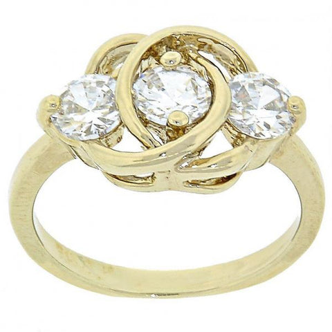 Anillo Multi Piedra 5.165.007.06 Oro Laminado, con Zirconia Cubica Blanca, Pulido, Dorado