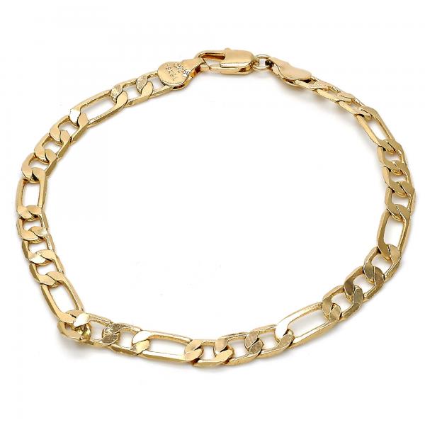 Pulsera Básica 5.222.014.08 Oro Laminado, Diseño de Figaro, Pulido, Dorado