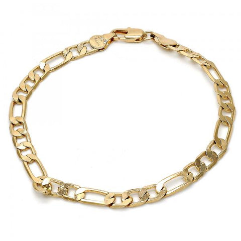 Pulsera Básica 5.222.014.08 Oro Laminado, Diseño de Figaro, Pulido, Dorado