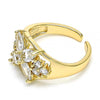 Anillo Multi Piedra 01.210.0081.1 Oro Laminado, Diseño de Flor, con Zirconia Cubica Blanca, Pulido, Dorado