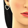 Arete Dormilona 02.156.0439 Oro Laminado, Diseño de Corazon, con Micro Pave Blanca, Pulido, Dorado
