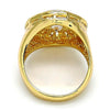 Anillo Multi Piedra 01.160.0002.10 Oro Laminado, Diseño de Llave Griega, con Cristal Blanca y Zirconia CubicaBlanca, Pulido, Dorado