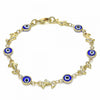 Pulsera Elegante 03.326.0009.2.08 Oro Laminado, Diseño de Ojo Griego y Delfin, Diseño de Ojo Griego, Resinado Azul, Dorado