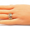 Anillo Multi Piedra 01.380.0001.08 Oro Laminado, Diseño de Elefante, con Cristal Blanca y Negro, Pulido, Dorado