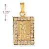 Dije Religioso 5.198.012 Oro Laminado, Diseño de San Lazaro, con Zirconia Cubica Blanca, Pulido, Dorado