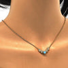 Collares con Dije 04.213.0035.2.16 Oro Laminado, con Zirconia Cubica Turquesa y Blanca, Pulido, Dorado