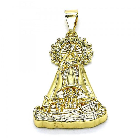 Dije Religioso 05.253.0153.1 Oro Laminado, Diseño de Caridad del Cobre, con Zirconia Cubica Amarillo Claro, Pulido, Dorado