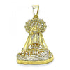 Dije Religioso 05.253.0153.1 Oro Laminado, Diseño de Caridad del Cobre, con Zirconia Cubica Amarillo Claro, Pulido, Dorado