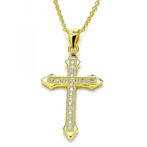 Collares con Dije 04.336.0124.2.16 Plata Rodinada, Diseño de Cruz, con Zirconia Cubica Blanca, Pulido, Dorado