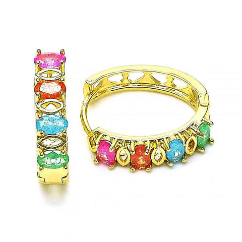 Argolla Huggie 02.210.0823.20 Oro Laminado, con Zirconia Cubica Multicolor, Pulido, Dorado