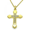 Dije Religioso 05.213.0132 Oro Laminado, Diseño de Cruz, con Cristal Blanca, Pulido, Dorado