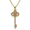 Collares con Dije 04.344.0008.1.20 Oro Laminado, Diseño de Llave, con Micro Pave Granate, Pulido, Dorado