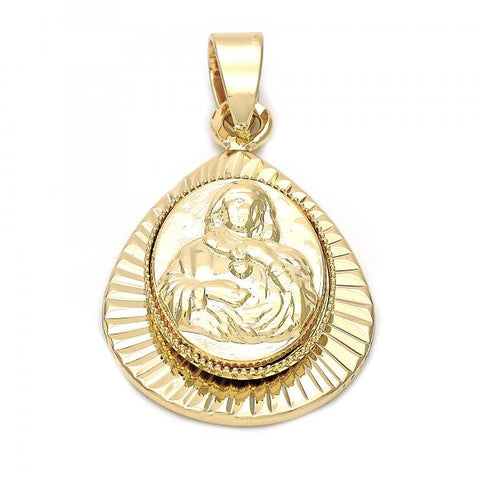 Dije Religioso 5.199.011 Oro Laminado, Diseño de Sagrado Corazon de Maria, Diamantado, Dorado