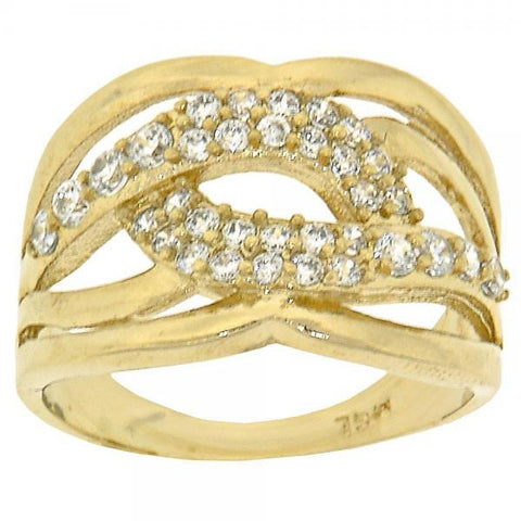 Anillo Multi Piedra 5.173.008.09 Oro Laminado, Diseño de Torcido, con Zirconia Cubica Blanca, Pulido, Dorado