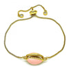 Pulsera Bolo Ajustable 03.207.0098.1.10 Oro Laminado, con Zirconia Cubica Blanca, Esmaltado Rosado, Dorado