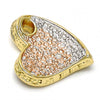 Dije Elegante 5.181.022 Oro Laminado, Diseño de Corazon, Diamantado, Tricolor