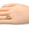 Anillo Multi Piedra 01.221.0007.07 Oro Laminado, Diseño de Gota, con Zirconia Cubica Blanca, Pulido, Dorado