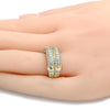 Anillo Multi Piedra 01.59.0017.06 Oro Laminado, con Cristal Blanca, Pulido, Dorado