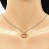 Collares con Dije 04.94.0040.1.20 Oro Laminado, Diseño de Corazon, con Micro Pave Granate y Blanca, Pulido, Dorado